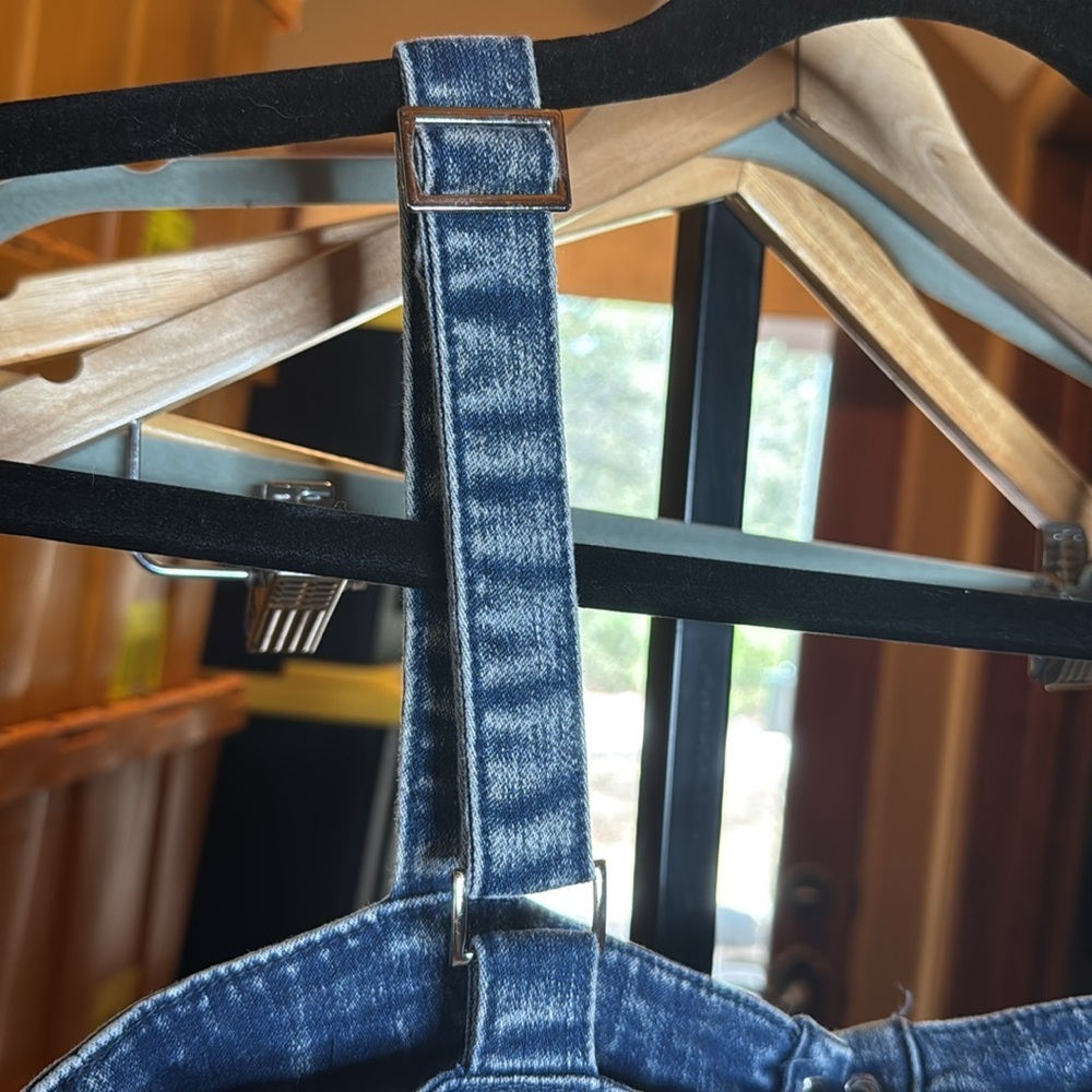 Windsor Denim Lace-Up Romper Size M Blue Corset Style Bodycon Festival Western - Picture 9 of 11